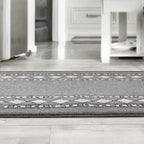 Antep Rugs Alfombras Modern Bordered 2pc Non-Skid (Non-Slip) Low Profile Pile Rubber Backing Indoor Kitchen Runner Rugs (Gray, 2pc Set)