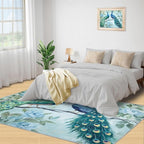 Peacock Rugs for Living Room - 6x8 Rug, Classic Peacock Floral Area Rugs for Bedroom, Teal Turquoise Rug, Modern Style Washable Carpet, Aesthetics Carpet - Peafowl Home Decor & Gifts