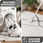 YIHOUSE Abstract 6'x9' Black and White Rug- Washable Area Rug for Living Room Bedroom, Large Modern Non-Slip Ultra-Thin Rug Home Decor,Warping,6x9ft