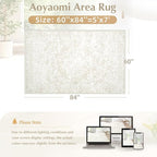 Vintage Living Room Area Rug - 5x7 Large Machine Washable Boho Area Rug Distressed Floral Rugs for Bedroom, Soft Non-Slip Indoor Floor Accent Rugs for Office Dining Room (Cream Beige, 5'x7')