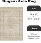 HUGEAR 2x3 Entryway Area Rug Retro Beige Small Rug Machine Washable Door Mat Vintage Floral Low Pile Carpet Distressed Throw Rug Entrance Kitchen Bathroom Bedroom Office Non Slip Soft Lightweight