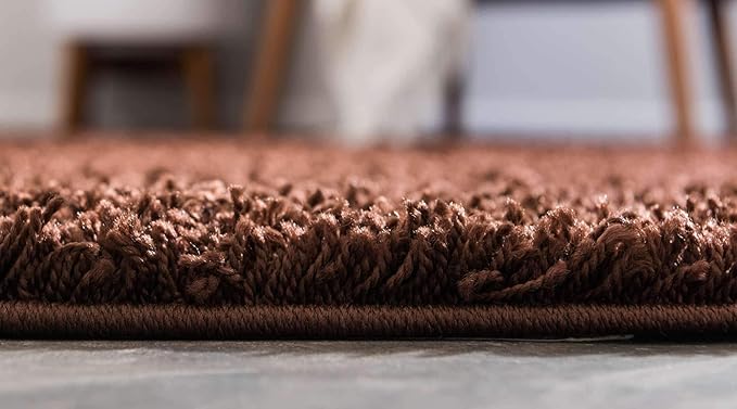 Unique Loom Solid Shag Collection Area Rug (8' x 11' Rectangle, Chocolate Brown)