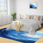 Japanese Ocean Rugs for Bedroom - 4x6 Area Rug - Ukiyo-E Ocean Waves Rugs for Living Room, Abstract Oil Painting Ocean Rug, Washable Home Decor Carpet