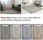 Keen Home Design 6x9 Rug - Machine Washable Area Rug with Non-Slip Backing, Ideal for Living Room, Dining Room, Bedroom - Vintage, Easy Clean, Durable, Low Pile - (6' x 9')