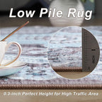 3x5 Area Rug for Bedroom, Machine Washable Rugs with Non-Slip Backing for Living Room, Soft Vintage Carpet Kitchen Laundry Kids Room Decor, Blue & Brown