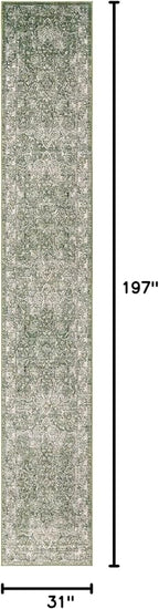 Unique Loom Isabella Collection Area Rug - Adjani (2' 7" x 16' 5" Runner, Green/ Ivory)