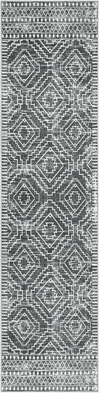 Wonnitar Moroccan Hallway Runner Rug 10 ft, Machine Washable 2'6"x10' Long Runner Rugs for Kitchen, Boho Non-Skid Soft Low Pile Carpet Runner for Entryway Hall Entrance (Dark Grey,2'6"x10')