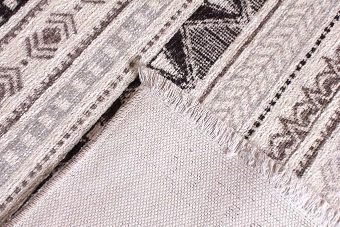 Alfa Rich 7x10 White Black Gray Washable Area Rugs for Living Room Bedroom Kitchen Cotton Decor Rug