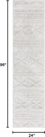 SAFAVIEH Tulum Collection Runner Rug - 2' x 8', Light Grey & Ivory, Moroccan Boho Tribal Design, Non-Shedding & Easy to Clean, Ideal for Living Room, Hallway, Foyer, Entryway, Bedroom (TUL272F)