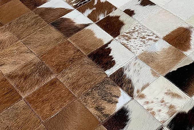 Handmade Pure Cowhide Round Leather Rug for Living Room Bedroom Rug (9X9)