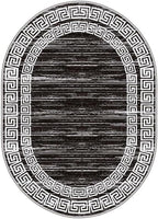 Minimalist Distressed Black Off White Greek Key Pattern Bordered Rug 9x12 for Liivng Room Bedroom Dining Room Soft Non Skid Washable Large Rugs Nursery Dorm Kitchen Rustic Classic Indoor Oval Carpet