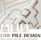 jinchan Moroccan 5x7 Area Rugs for Bedroom - Machine Washable Soft Modern Geometric Stain Resistant Non-Slip Ultra-Thin Low-Pile Faux Wool Carpet for Living Room Kitchen Dining Room (5x7ft, Taupe)