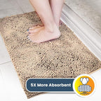 Muddy Mat® AS-SEEN-ON-TV Highly Absorbent Microfiber Door Mat and Pet Rug, Non Slip Thick Washable Area and Bath Mat Soft Chenille for Kitchen Bathroom Bedroom Indoor and Outdoor - Beige 6ft x 9ft