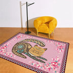 Cartoon Animal Pattern Area Rug Cute Cat Luxury Floral Decor for Carpet Farmhouse Bedroom Living Room Rugs Bathroom Kitchen Runner Mat Indoor Outdoor Non Slip Doormat 3' X 7'