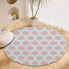 Circle Geometric Print Round Rug Vintage Blue Pink Area Rug Washable 3ft Circle Rugs for Living Room Bedroom Non Slip, Soft Indoor Floor Carpet for Kitchen Entryway Family Room