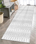 Lahome Moroccan Small Runner Rug - 2x5 Rug Runner Non-Slip Washable Laundry Room Rugs Throw Lightweight Hallway Carpet Indoor, Geometric Print Mat for Bedroom Kitchen (White, 2'x5')