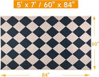 Checkered Area Rug 5x7 Black Washable Living Rugs Non-Slip Modern Ultra Soft Neutral Low Pile Diamond Carpet for Office Dining Room Playroom Kids Room