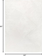 Antep Rugs Palafito 5x7 Geometric Shag Diamond High-Low Pile Textured Indoor Area Rug (White, 5'3" x 7'6")
