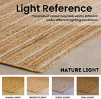 HOMEMONDE Braided Jute Runner Rug 2x6 ft Natural and Off White Stripe - Premium Fiber - Hand Woven Rustic Vintage Reversible Area Rugs for Entryway, Bedroom, Kitchen, Living Room, Dining Room