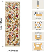 2'6''x8' Machine Washable Runner Rug, Kitchen Hallway Area Rug Beige Vintage Boho Floral Ultra Non-Slip Low Pile Soft Faux Wool Carpet, Kids and Pets Friendly for Bedroom Entryway Nursery Decor Rug