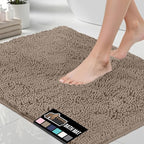 GORILLA GRIP Bath Rug Mat 30x20, Thick Soft Absorbent Chenille, Quick Dry Microfiber Mats, Rubber Backing Washable Shower Floor Rugs, US Designed Bathroom Bathmat Home Decor Accessories, Gray Beige