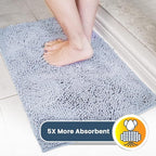Muddy Mat® | Super Absorbent Door Mat Indoor, Microfiber Quick Dry Chenille Entryway Rug, Non-Slip Front Door Mat, Indoor Mats for Entryway, Machine Washable Pet Rug, Baby Blue 24"X60"