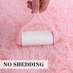 duduta Pink Fluffy Round Rug 4x4 ft, Shag Fuzzy Plush Circle Throw Rug for Nursery Bedroom Living Room Home Decor