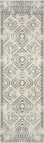 Wonnitar Moroccan Runner Rug, Washable 2'6"x8' Kitchen Runner Rug, Geometric White Hallway Bathroom Rug Runner, Non-Slip Long Boho Tribal Accent Floor Carpet for Bedroom Laundry (Beige,2'6"x8')