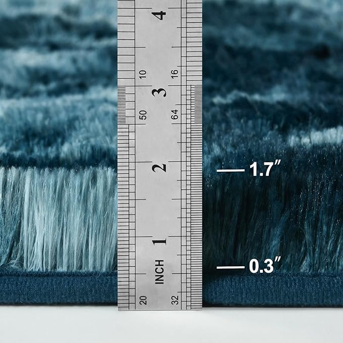 Large Shag Area Rugs 6 x 9, Tie-Dyed Plush Fuzzy Rugs for Living Room, Ultra Soft Fluffy Furry Rug for Bedroom, Indoor Carpet Nursery Rugs for Kids Room Home Decor, Peacock Blue
