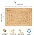 Savi Home Natural Jute Rug 3x5 Ft – Handwoven Braided Area Rug for Kitchen, Living Room & Bedroom – Eco-Friendly, Durable, Washable Woven Floor Mat – 36x60 Inch Rustic Farmhouse Décor