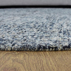 Hand Tufted Wool ECO-Friendly Area Rugs - 8'x8', Round Shape, Dark & Blue, Solid Plain Design, High Pile Thick Handmade Anti Skid Area Rugs for Living Room, Bed Room (KWC111)
