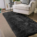 Latepis 2x8 Runner Black Faux Sheepskin Fur Rug Washable Shag Fluffy Rugs for Bedroom for Home Decor Rectangle