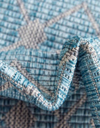 Unique Loom Outdoor Trellis Collection Area Rug - Tribal Trellis (5' 3" x 8' Oval, Aqua/ Ivory)
