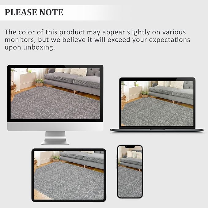 RUGSREAL Small Area Rug 2x3 Entryway Rug Washable Contemporary Bath Mat Modern Solid Indoor Throw Carpet Machine Washable Non-Slip Low-Pile Area Rug for Living Room Bedroom Laundry, 2' x 3' Grey