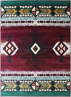YHSF South West Native American Area Rug C318 - Easy Clean, Thick, Soft, Durable Native Tribal American Indian Inspired Rug for Bedroom/Living Room and More - Burgundy, 3 Feet x 4 Feet 7 Inches
