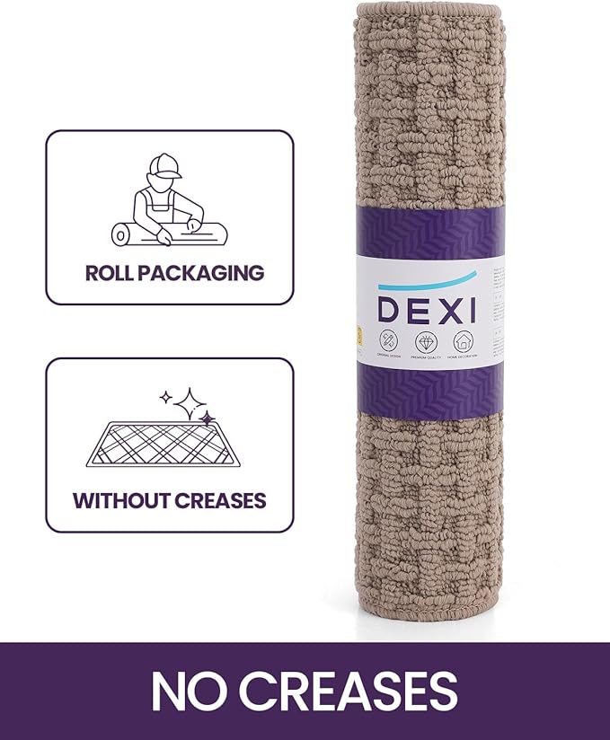 DEXI Front Entryway Door Mat Non Slip 48x72, Large Double Entry Way Mats Inside Entrance Low Profile, Welcome Doormat Dirt Trapper for Garage House Floor Home Porter Hall Backdoor Area, Light Taupe