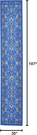 Unique Loom Sialk Hill Collection Area Rug - Washington (3' x 16' 5" Runner Dark Blue/Black)