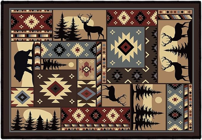 Rustic Cabin Wildlife Entrance 2x3 Rug,Buffalo Plaid Bear Moose Deer Country,Door Mat Indoor Throw Rugs Small Entryway Rug Doormat Washable Non Slip Vintage Floor Carpets Mat for Front Door,Bedroom