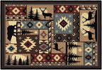 Rustic Cabin Wildlife Entrance 2x3 Rug,Buffalo Plaid Bear Moose Deer Country,Door Mat Indoor Throw Rugs Small Entryway Rug Doormat Washable Non Slip Vintage Floor Carpets Mat for Front Door,Bedroom