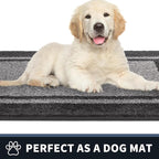 PURRUGS Dirt Trapping Door Mat 20" x 32", Non-Slip/Skid Machine Washable Entryway Rug, Shoes Scraper, Area Rug, Super Absorbent Welcome Mat for Muddy Wet Shoes and Paws, Light Grey & Dark Grey