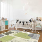 Sage Green Rectangular Area Rugs for Living Room Bedroom 3 x 5 ft Abstract Paint Texture Modern Art Non-Shedding Soft Low Pile Rug Non Slip Washable Rug for Nursery Entryway Playroom