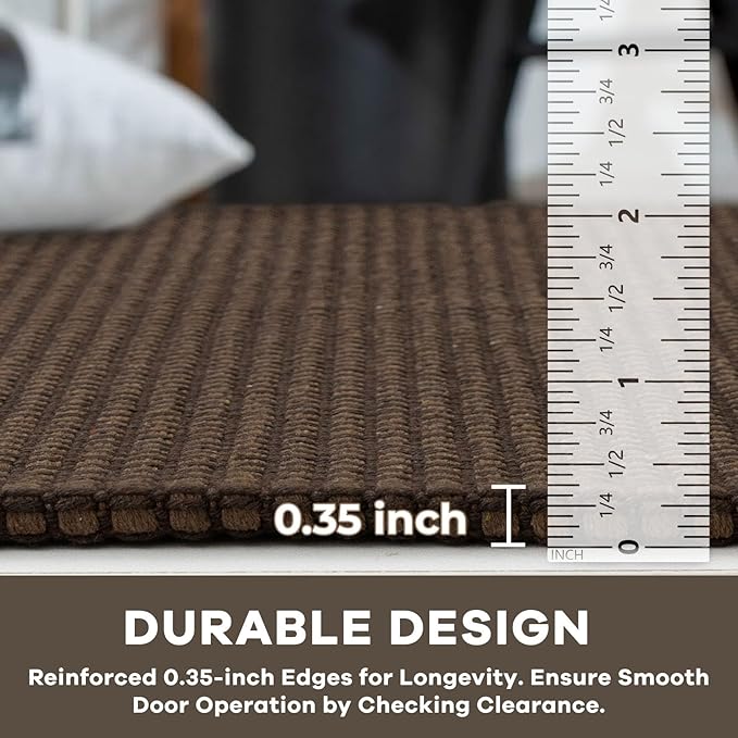 KOZYFLY Long Runners for Hallways 3x12 ft Washable Kitchen Runner Non Slip Rubber Backed Hallway Rugs Cotton Entryway Runner Rug Floor Carpet for Indoor Hall, Backdoor, Kitchen, Reddish Brown/Coffee