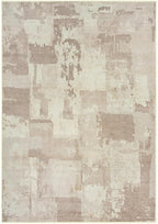 GLN Rugs Contemporary Collection - Machine Washable Area Rug, Contemporary Washable, Non Slip, Low Pile Chenille Rug, Living Room, Bedroom, Kitchen Rug (4' x 6' Abstract Tan)