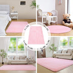 duduta Pink Fluffy Round Rug 4x4 ft, Shag Fuzzy Plush Circle Throw Rug for Nursery Bedroom Living Room Home Decor