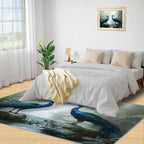 Peacock Rug 2x3-2x3 Rug, Peacock Couples Area Rugs for Bedroom, Nature Waterfall Rugs for Living Room, Animal Bird Washable Mat, Teal Turquoise Carpet - Peafowl Home Decor & Gifts