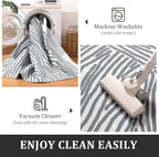 YIHOUSE Grey Rug for Living Room, 6×9 Modern Abstract Area Rug, Geometric Contemporary Wave Striped Rugs for Playroom Nursery, Washable Nonslip Large Rug for Bedroom Dining Room