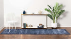 Rugs.com Angelica Collection Rug – 10 Ft Runner Navy Blue Medium Rug Perfect for Hallways, Entryways