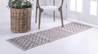Unique Loom Outdoor Trellis Collection Area Rug - Tribal Trellis (2' x 6' 1" Runner, Gray/ Black)