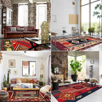 Vintage Boho Area Rugs Multicolor Ethnic Style Geometric Splicing Carpets Bedroom Living Room Kitchen Floor Mats Indoor Outdoor Non-Shedding Runner Rug Home Décor Carpet 5.2' X 6.5'