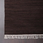 Rugsotic Carpets Hand Woven Flat Weave Kilim Wool ECO-Friendly Area Rugs - 6'x6', Square Shape, Dark Brown Color, Solid Plain Design, Low Pile Handmade Rugs for Living Room, Bed Room (D00111)